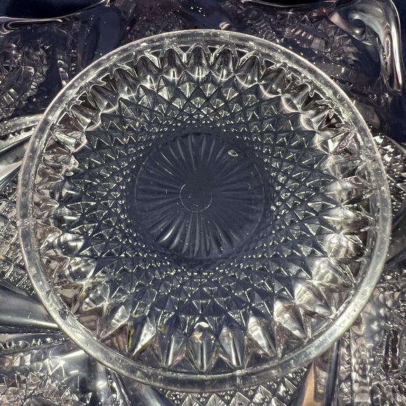 Vintage EAPG Imperial Heart Ruffled Bowl Purple Ornate Elegant Cut Glass Decor - Picture 5 of 6